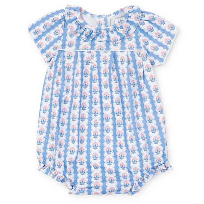 Lila & Hayes Baby Girls Charlotte Bubble - Blue Harvest Ribbon Floral