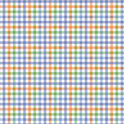 Lila & Hayes Baby Boys Palmer Bubble - Blue & Orange Harvest Gingham