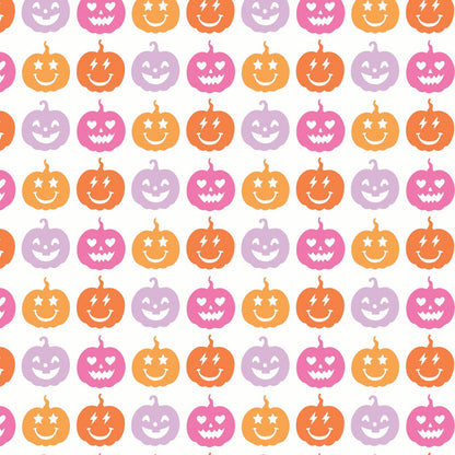 Lila & Hayes Girls Alden Pajamas Set - Pink & Orange Preppy Pumpkins