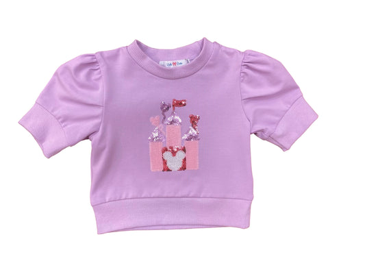 LuLu BeBe Girls Puff Sleeve Sweatshirt Top - Sequins Mouse Ears Castle by LuLu BeBe