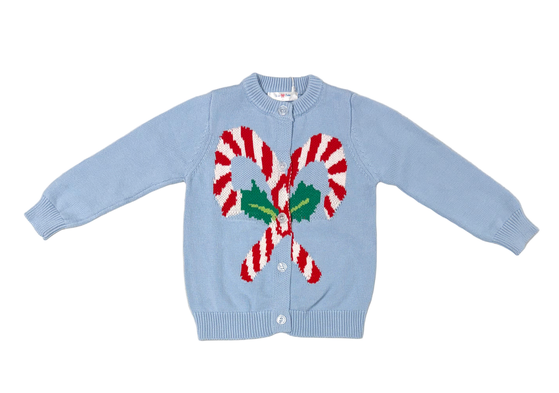 LuLu BeBe Girls Candy Cane Knit Sweater - Blue