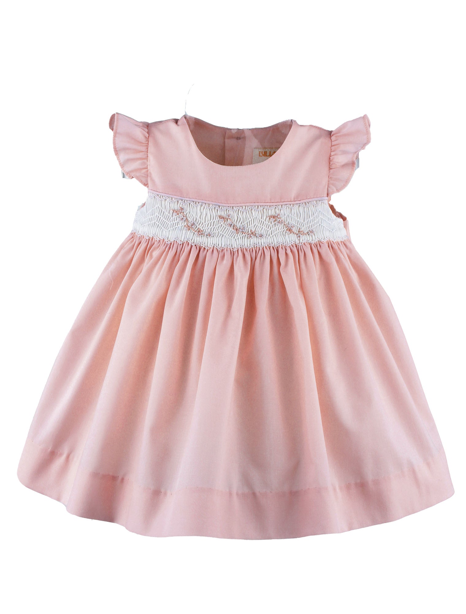 Luli & Me Girls Batiste Flutter Sleeve Smocked Dress - Pink