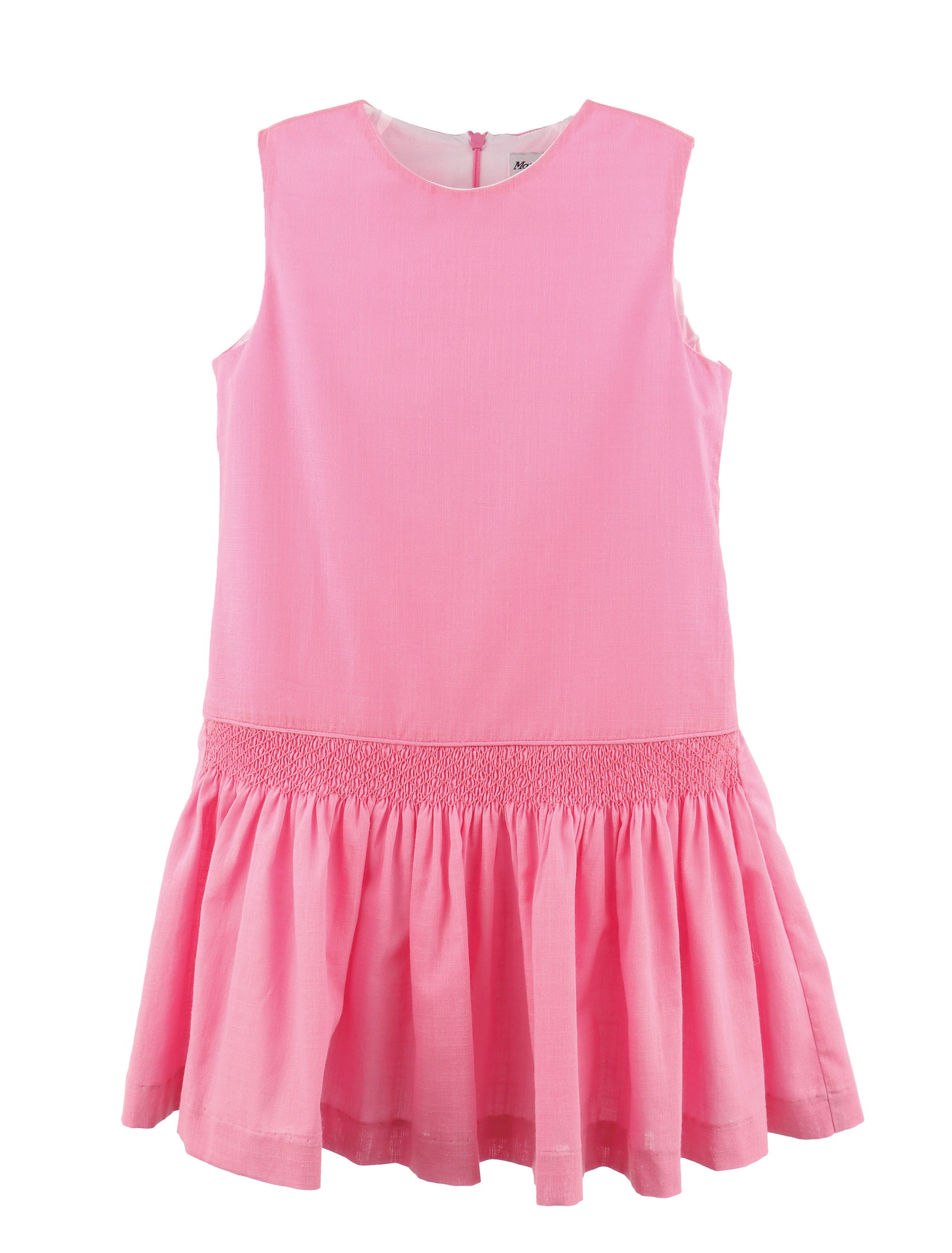 Luli & Me Girls Sleeveless Smocked Drop Waist Dress - Hot Pink