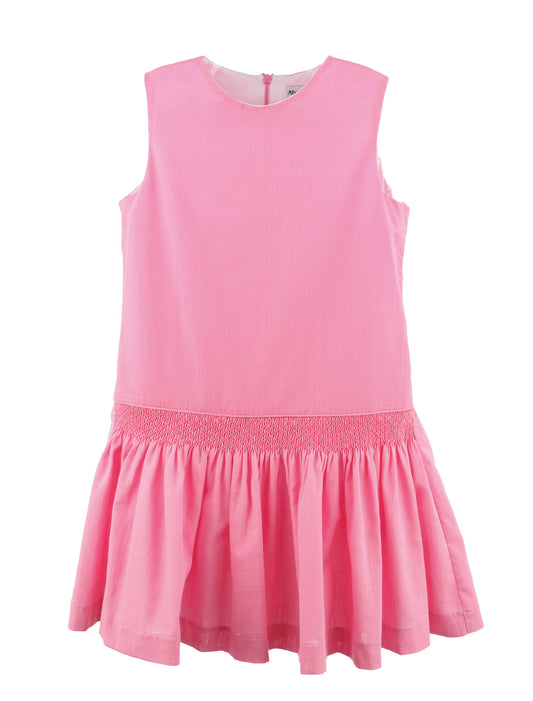 Luli & Me Girls Sleeveless Smocked Drop Waist Dress - Hot Pink by Luli & Me