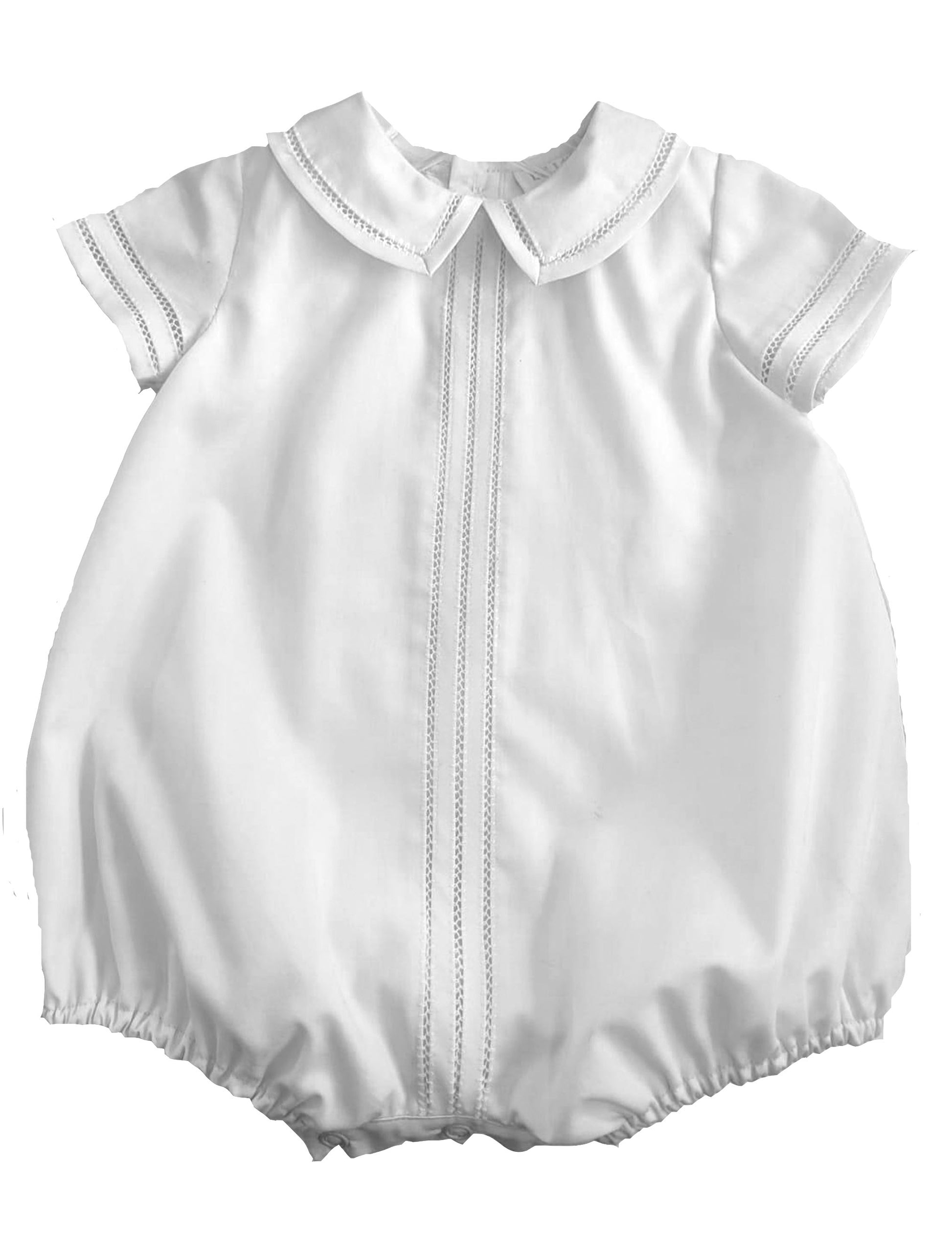 Luli & Me Baby Boys Dressy White Bubble with Tucks