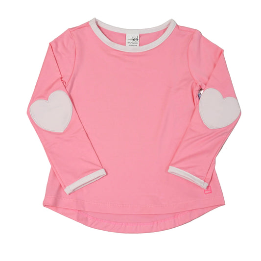 Lullaby Set Girls Pink Athleisure Top with Hearts on Elbows by Lullaby Set