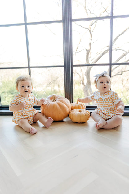 Lila & Hayes Baby Girls Council Bubble - Orange Harvest Pumpkins