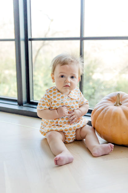 Lila & Hayes Baby Boys Palmer Bubble - Orange Harvest Pumpkins