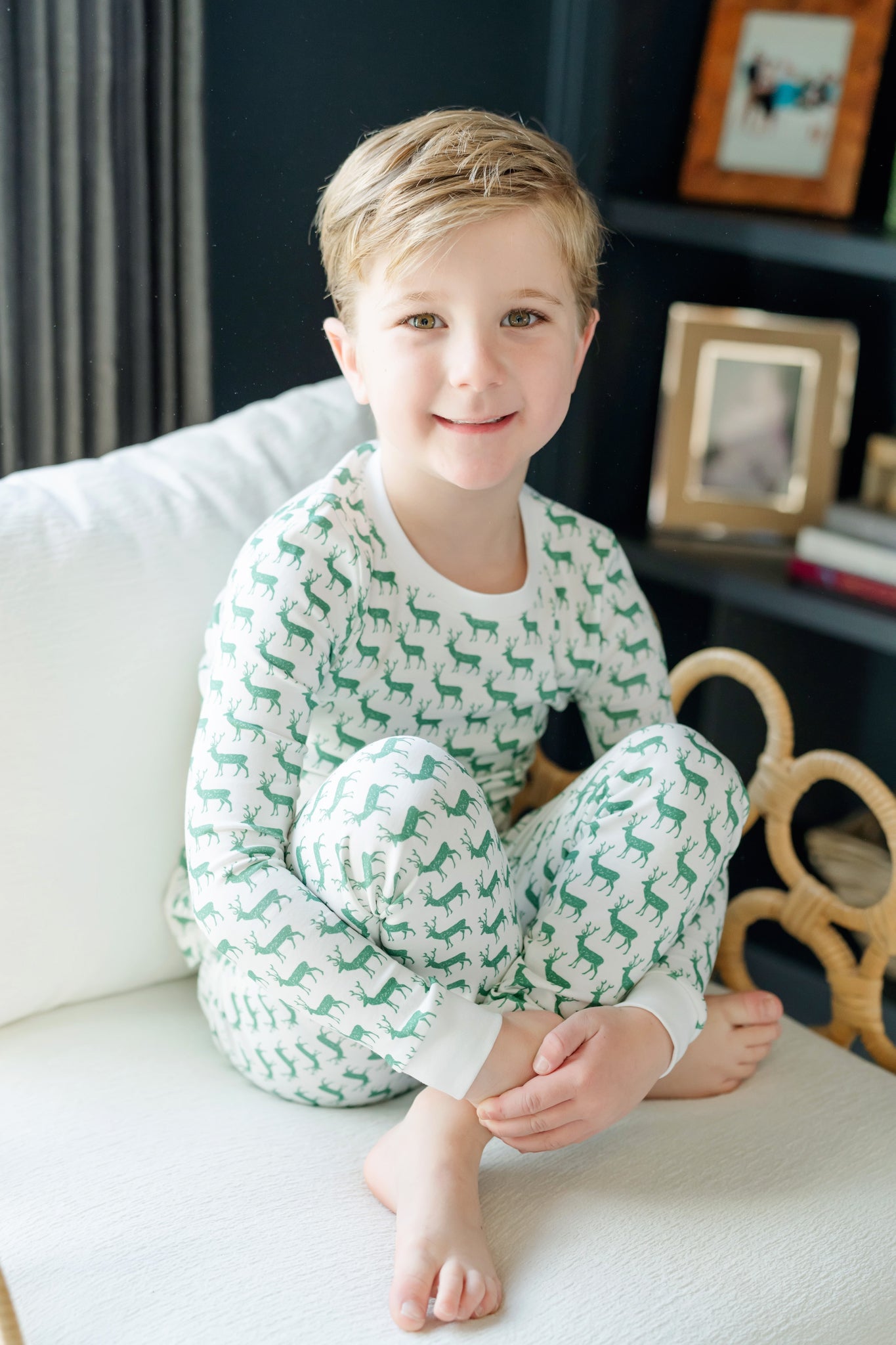 Lila & Hayes Boys Grayson Pajamas Set - Green Woodland Deer by Lila & Hayes