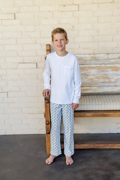 Lila & Hayes Boys Beckett Hang Out Pants - Blue Mallard Ducks by Lila & Hayes
