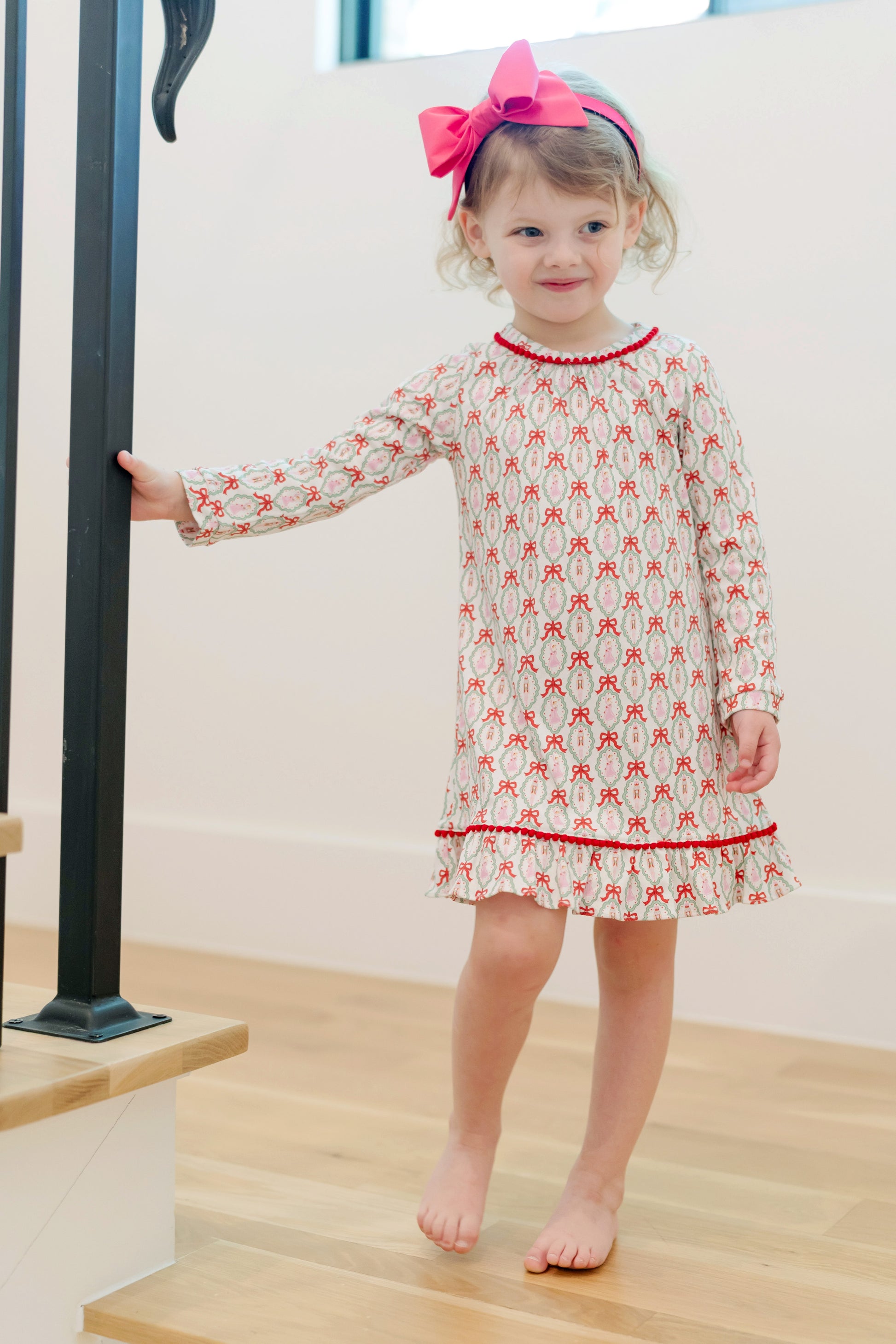 Lila & Hayes Girls Carlin Dress - Green Candy Cane Lane main image 1