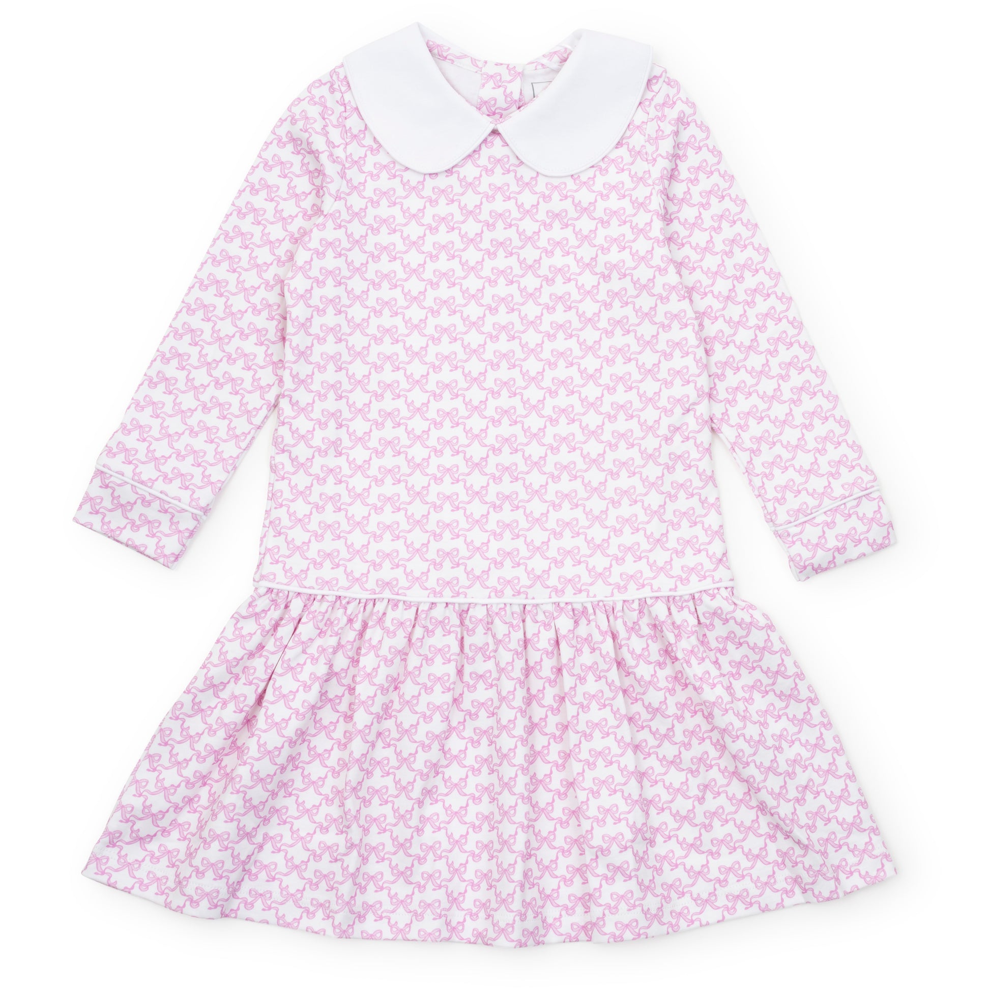 Lila & Hayes Girls Lillian Dress with Collar - Pink Pretty Bows