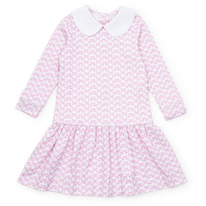 Lila & Hayes Girls Lillian Dress with Collar - Pink Pretty Bows by Lila & Hayes