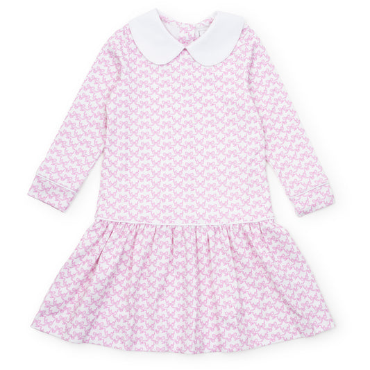 Lila & Hayes Girls Lillian Dress with Collar - Pink Pretty Bows by Lila & Hayes