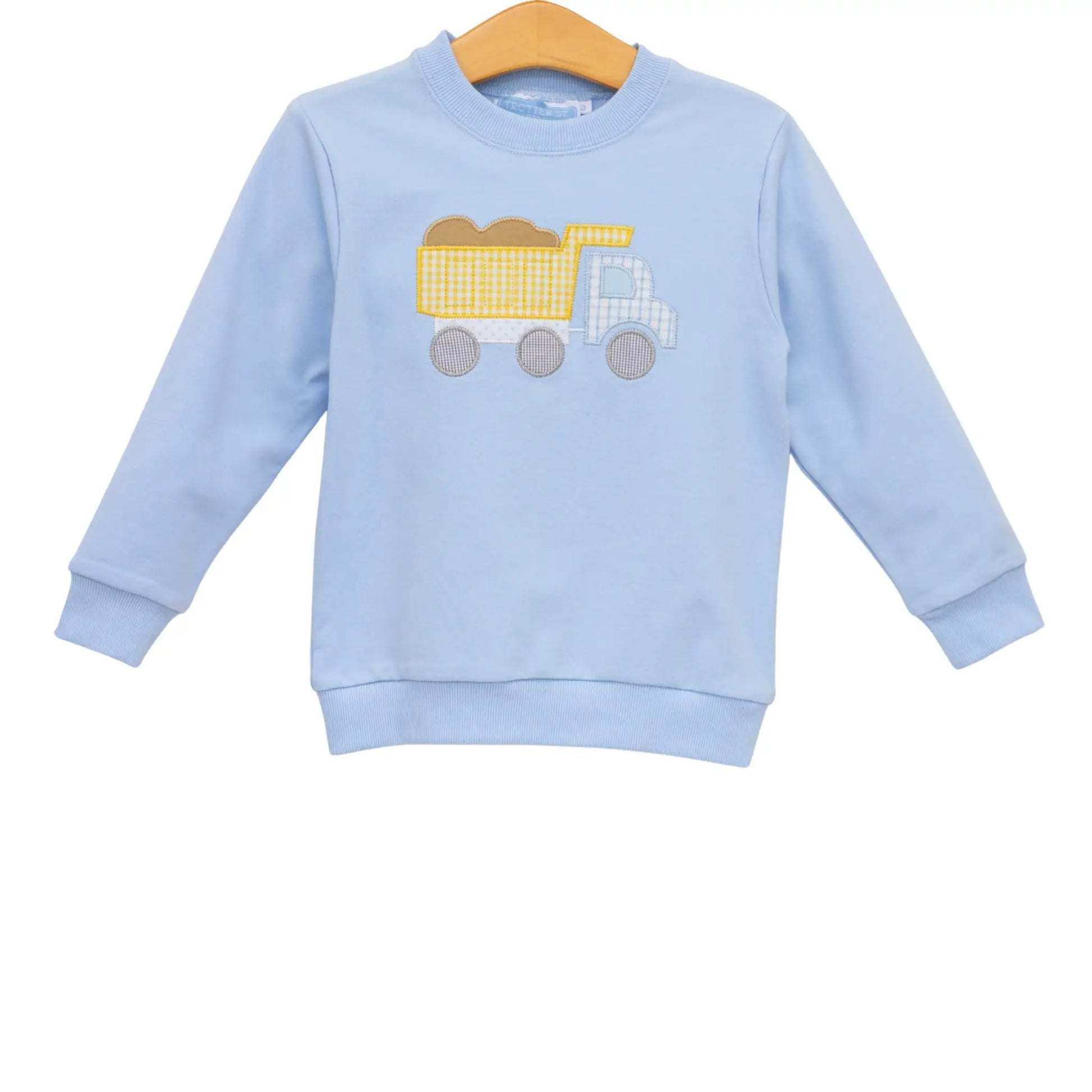 Trotter Street Kids Boys Blue French Terry Pullover - Dump Truck