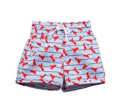 Proper Peony Swim - Boys Red Lobsters Print Trunks by Proper Peony