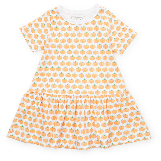 Lila & Hayes Girls Lottie Dress - Orange Harvest Pumpkins