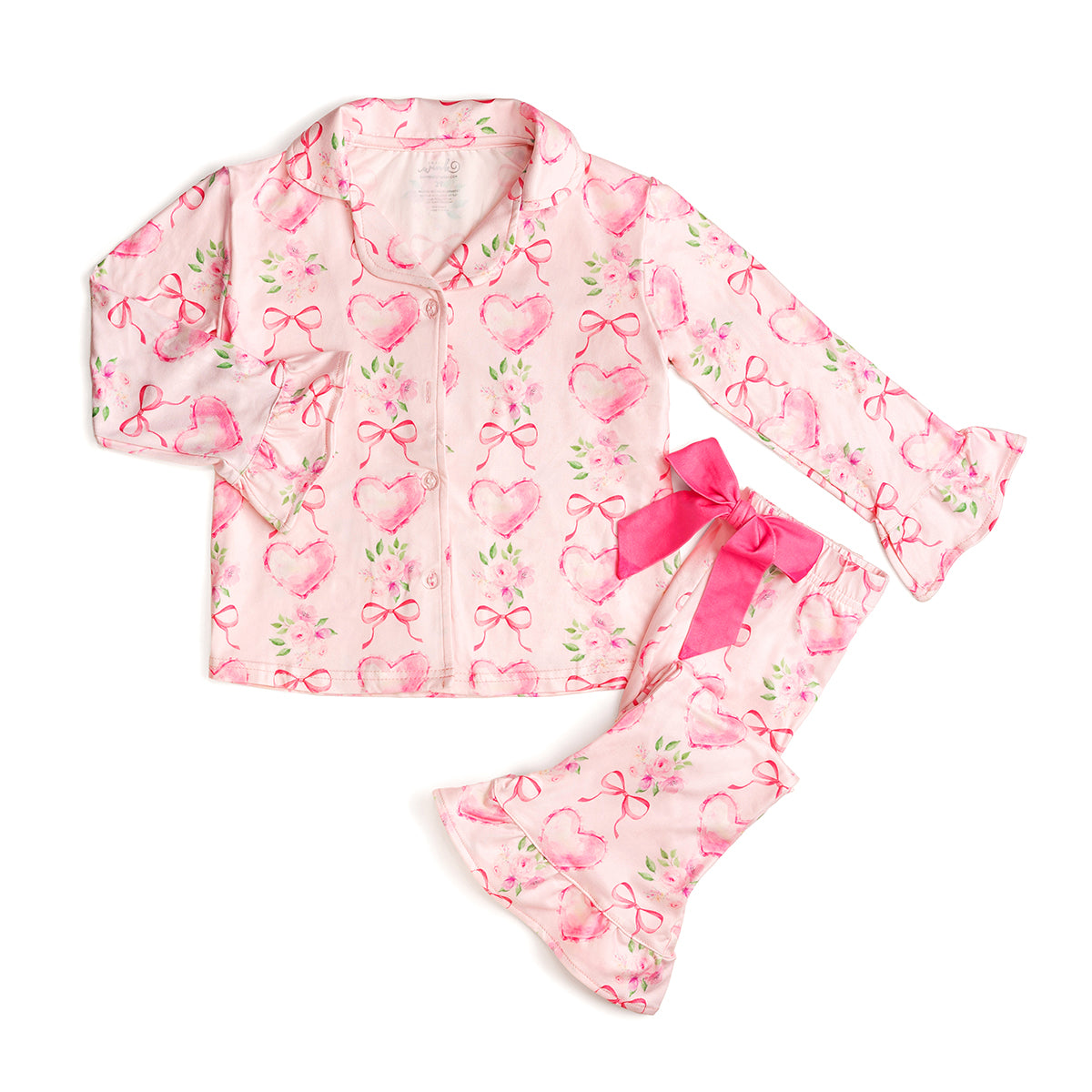 Sweet Wink Girls Pink Heart Floral Trellis Valentine's Day Lounge Set by Sweet Wink