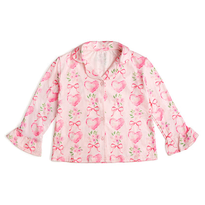 Sweet Wink Girls Pink Heart Floral Trellis Valentine's Day Lounge Set by Sweet Wink