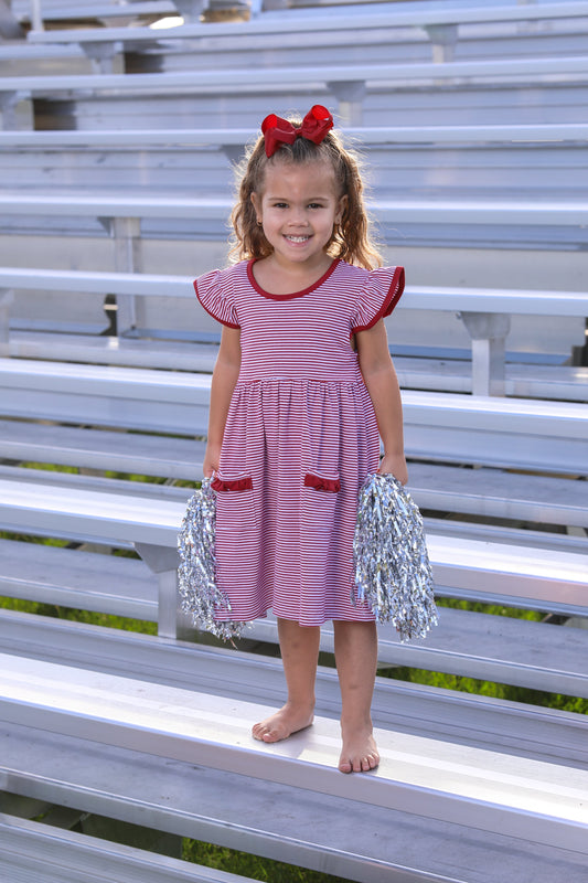 Vive la Fete Baby Girls Embroidered Red Gingham Bubble Side Bows