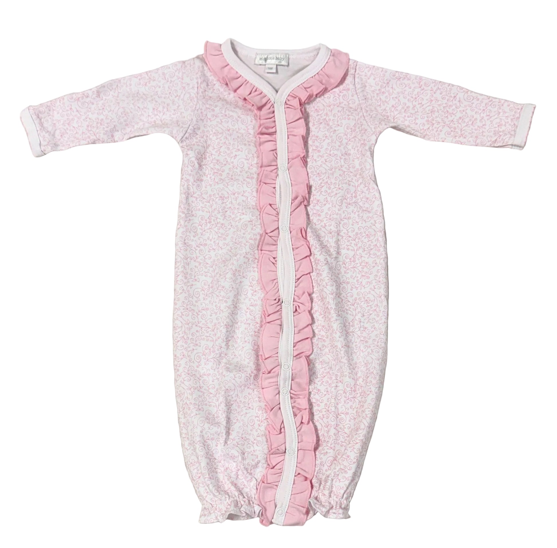 Magnolia Baby Girls Pink Ruffled Converter Gown