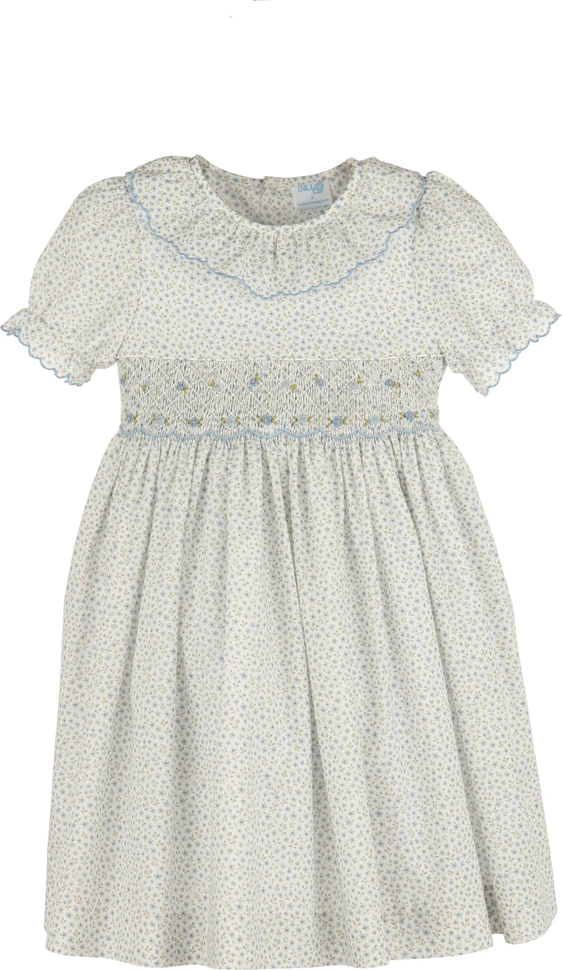 Luli & Me Girls Forest Fairy Smock Dress - Blue