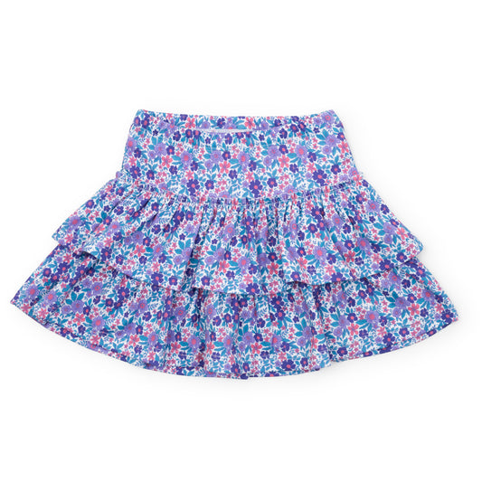 Lila & Hayes Girls Maggie Tiered Skirt - Purple Blackberry Floral by Lila & Hayes