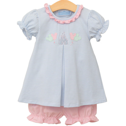 Trotter Street Kids Baby Girls Blue & Pink Magical Mouse Bloomers Set