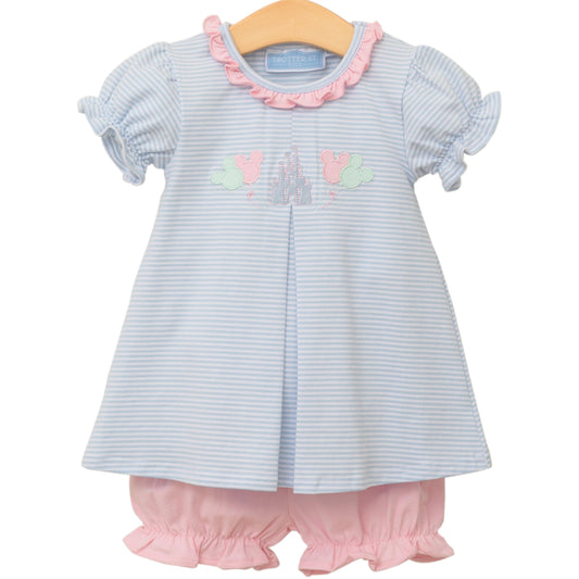 Trotter Street Kids Baby Girls Blue & Pink Magical Mouse Bloomers Set