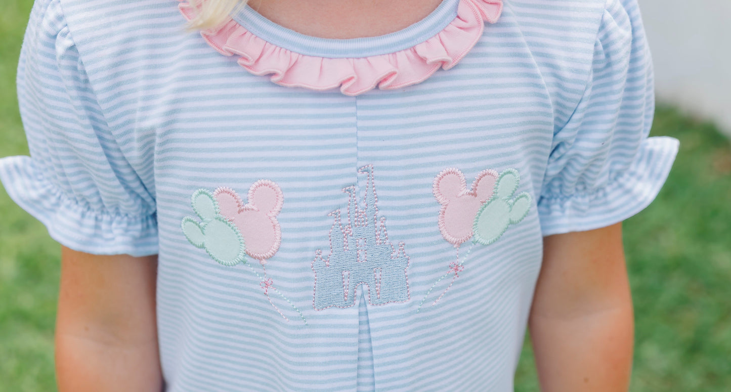 Trotter Street Kids Girls Blue Magical Mouse Top with Pink Leggings