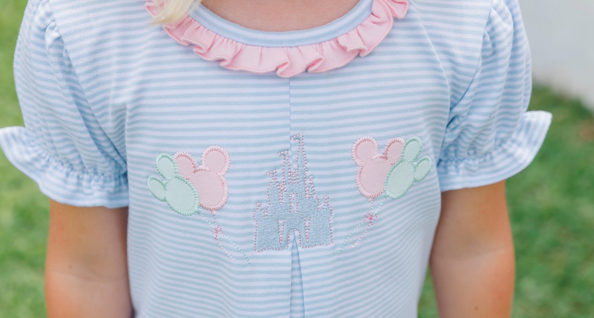 Trotter Street Kids Girls Blue Magical Mouse Top with Pink Leggings