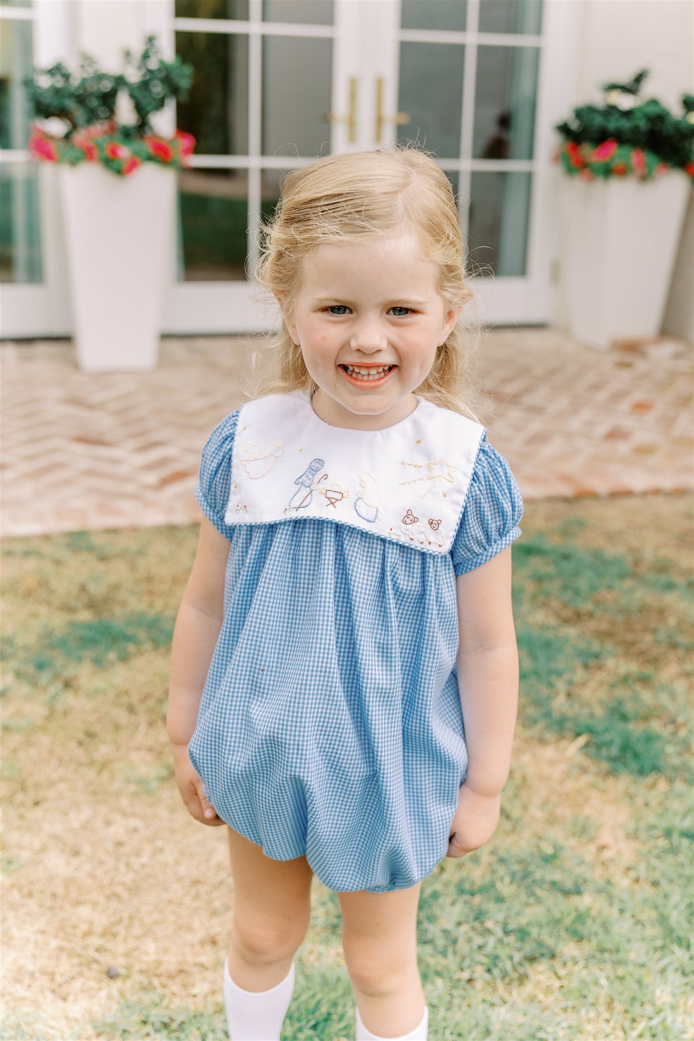 Proper Peony Girls Blue Christmas Manger Bubble by Proper Peony