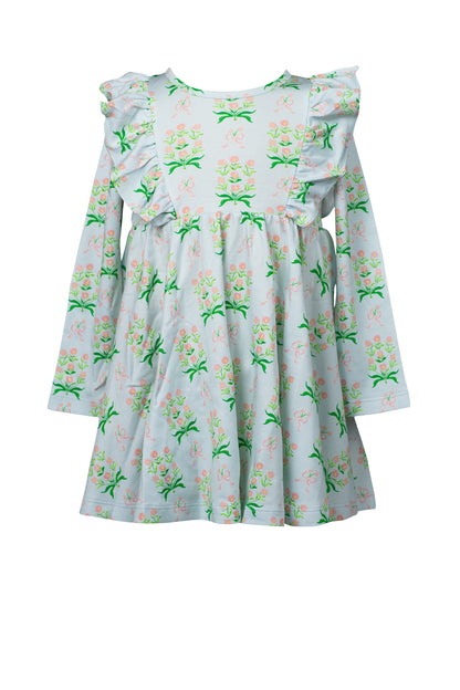 Proper Peony Pima Girls Blue Floral Margot Twirl Dress