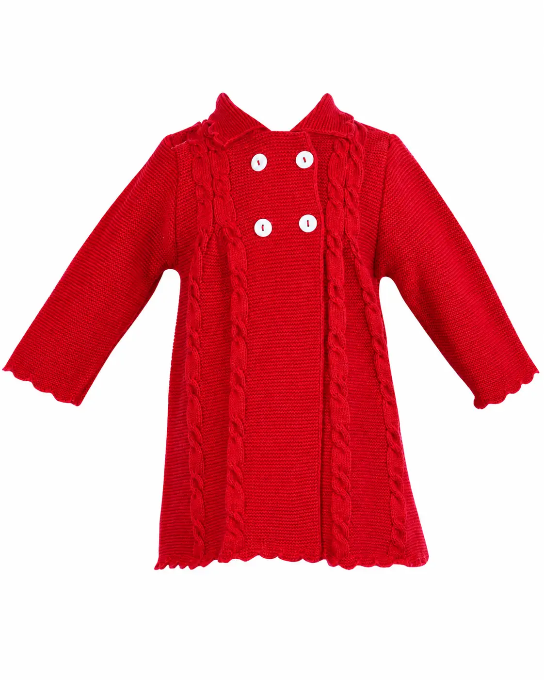 Yellow Lam Girls Red Cable Knit Sweater Dress Coat