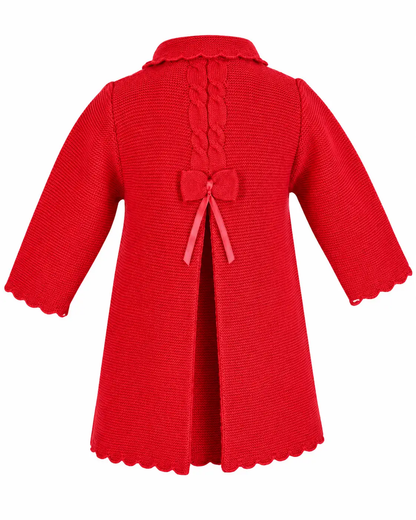 Yellow Lam Girls Red Cable Knit Sweater Dress Coat by Yellow Lamb