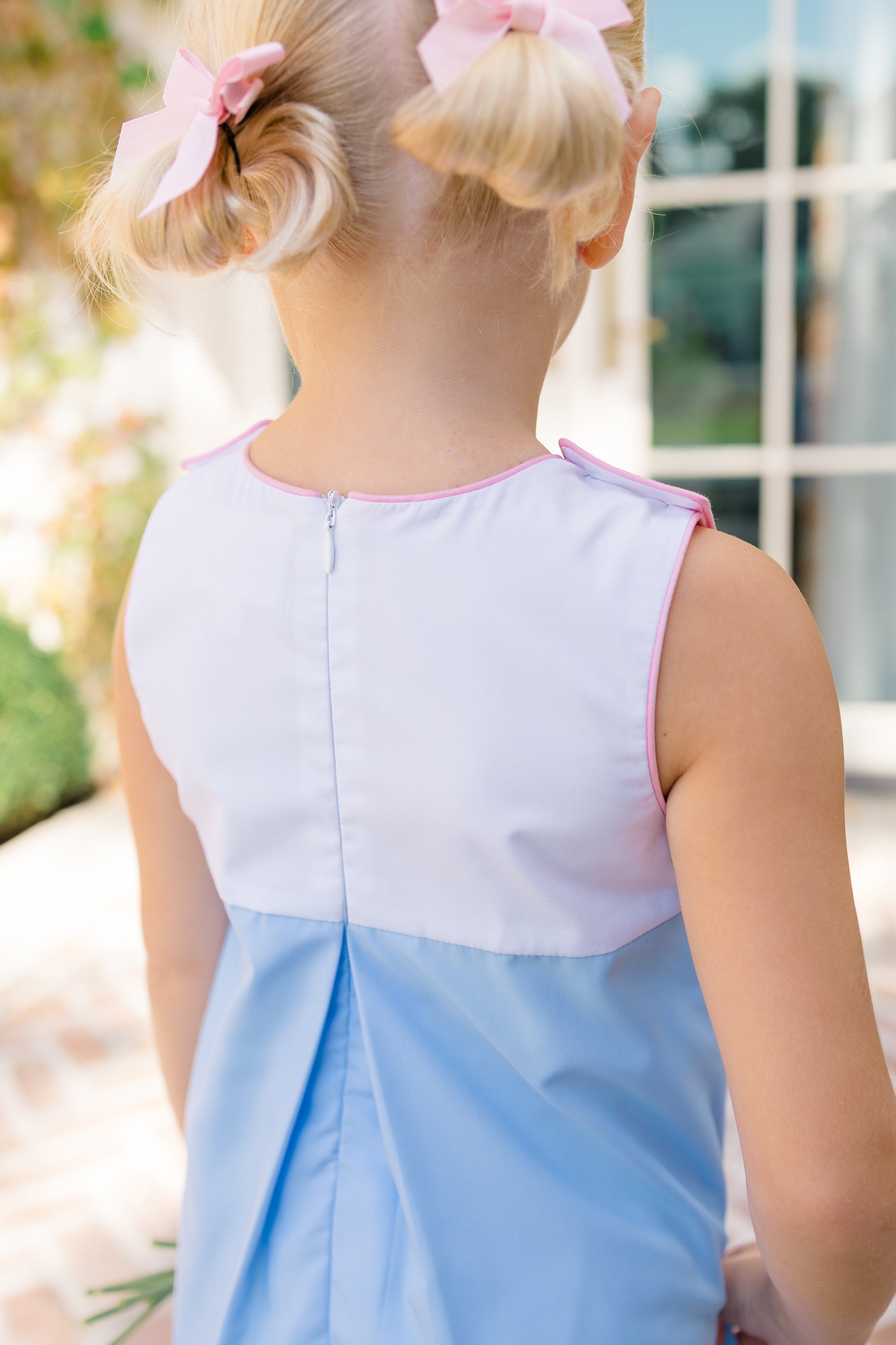 Proper Peony Girls Blue Maude Dress - Tulip Pocket Colorblock