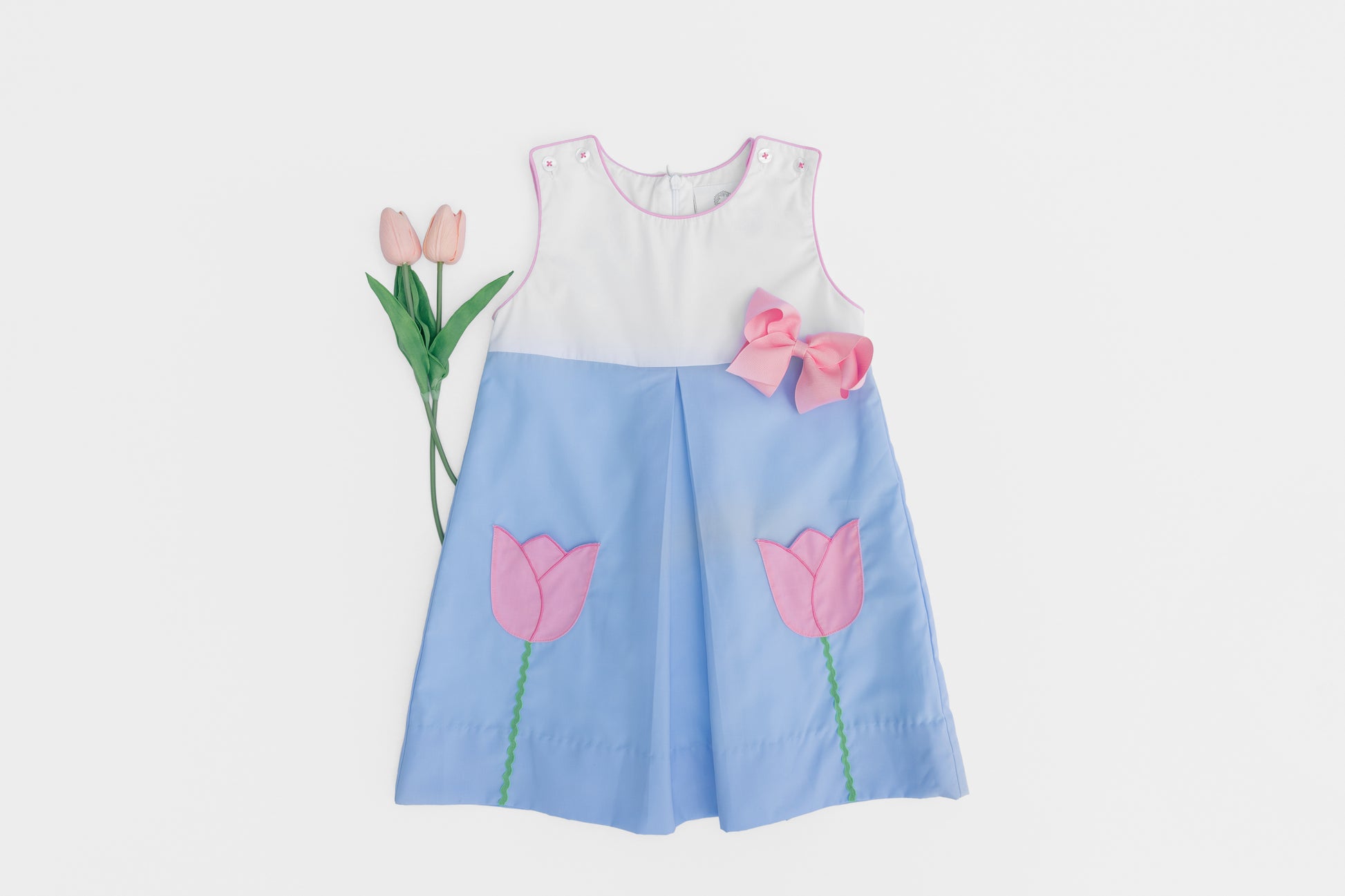 Proper Peony Girls Blue Maude Dress - Tulip Pocket Colorblock