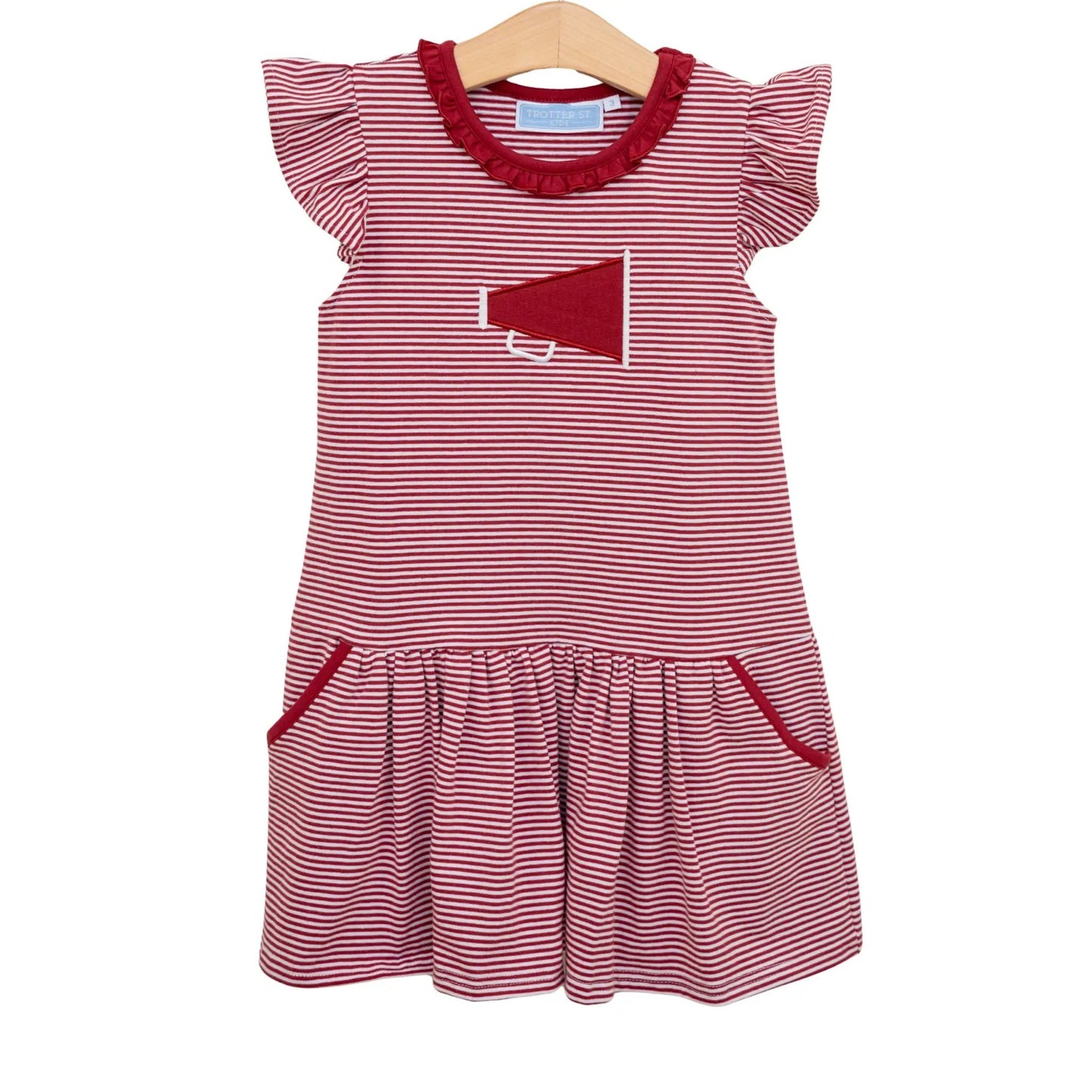 Trotter Street Kids Girls Megaphone Football Game Day Dress - Crimson