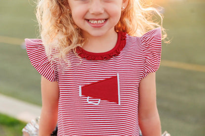 Trotter Street Kids Girls Megaphone Football Game Day Dress - Crimson