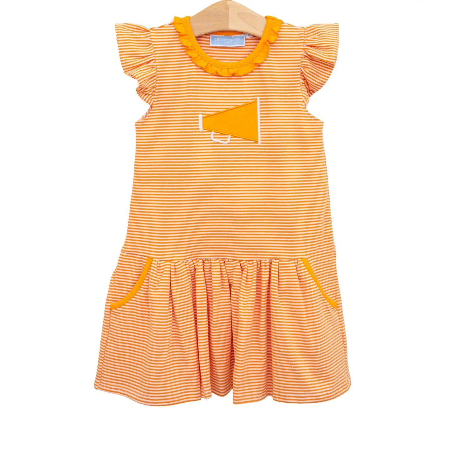 Trotter Street Kids Girls Megaphone Football Game Day Dress - Orange
