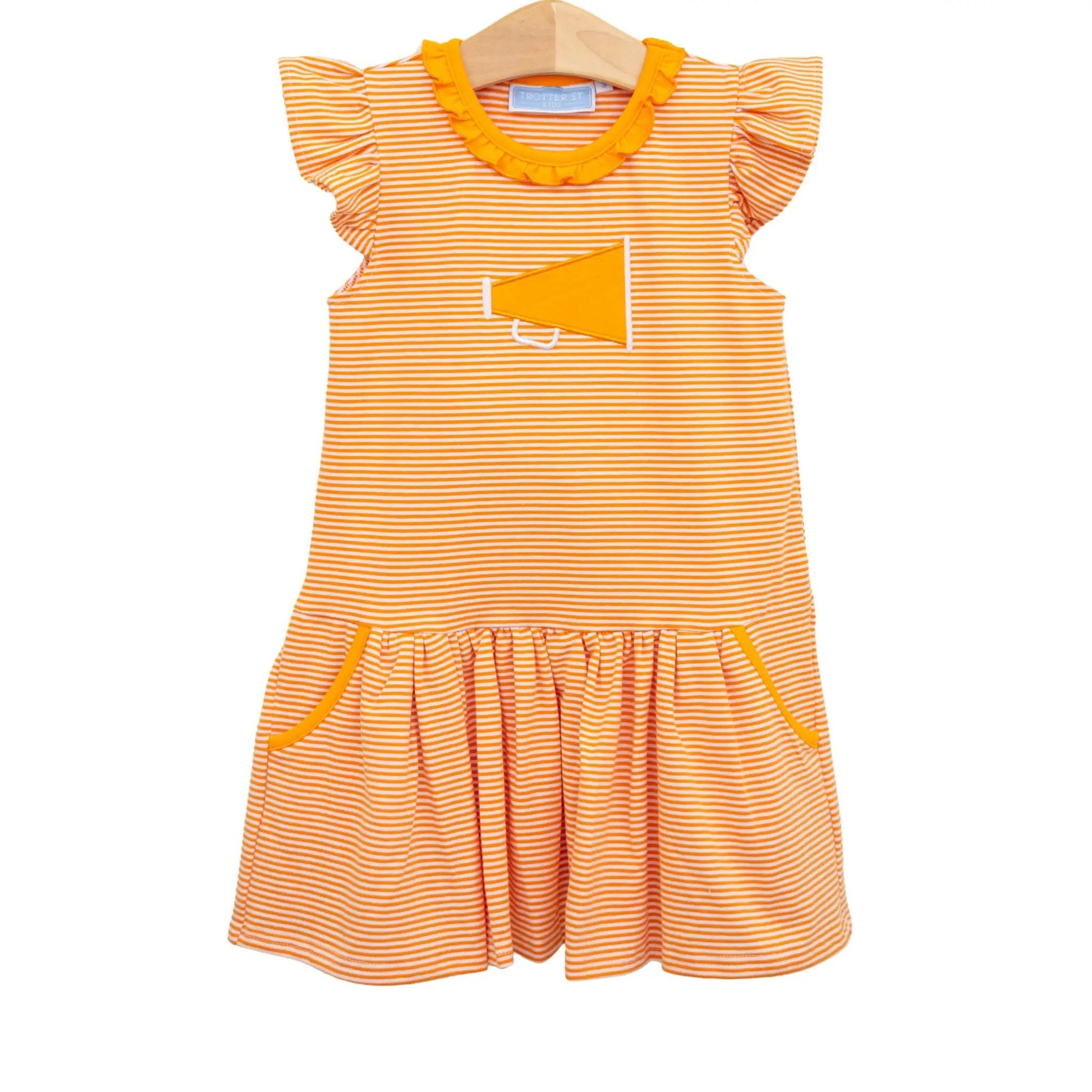 Trotter Street Kids Girls Megaphone Football Game Day Dress - Orange