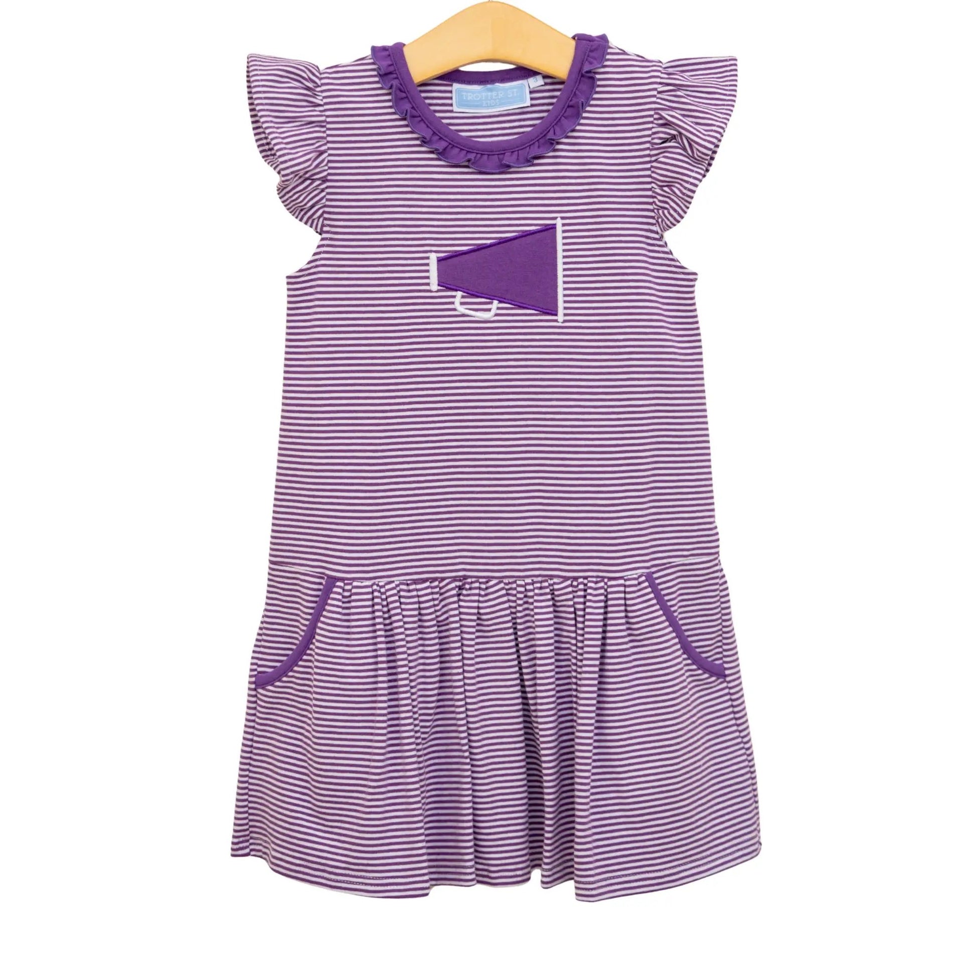 Trotter Street Kids Girls Megaphone Football Game Day Dress - Purple