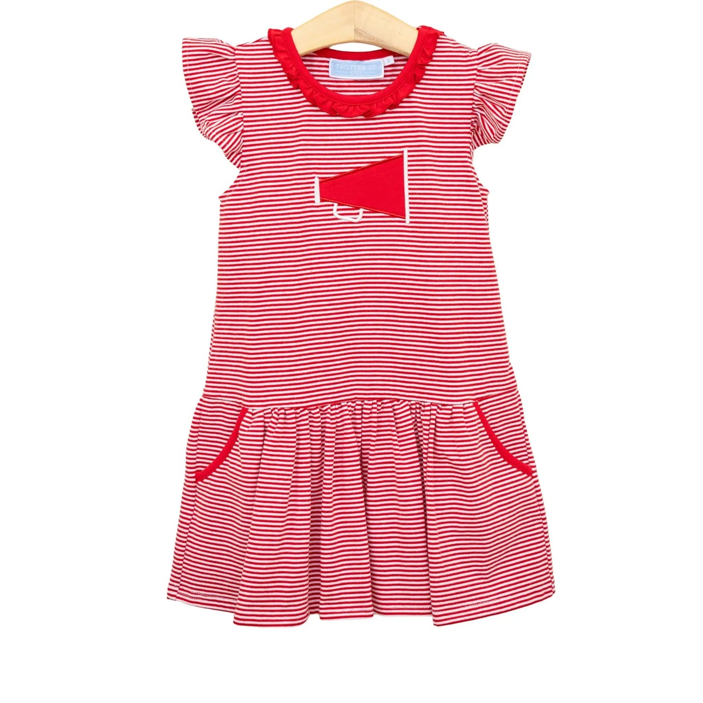 Trotter Street Kids Girls Megaphone Football Game Day Dress - Red