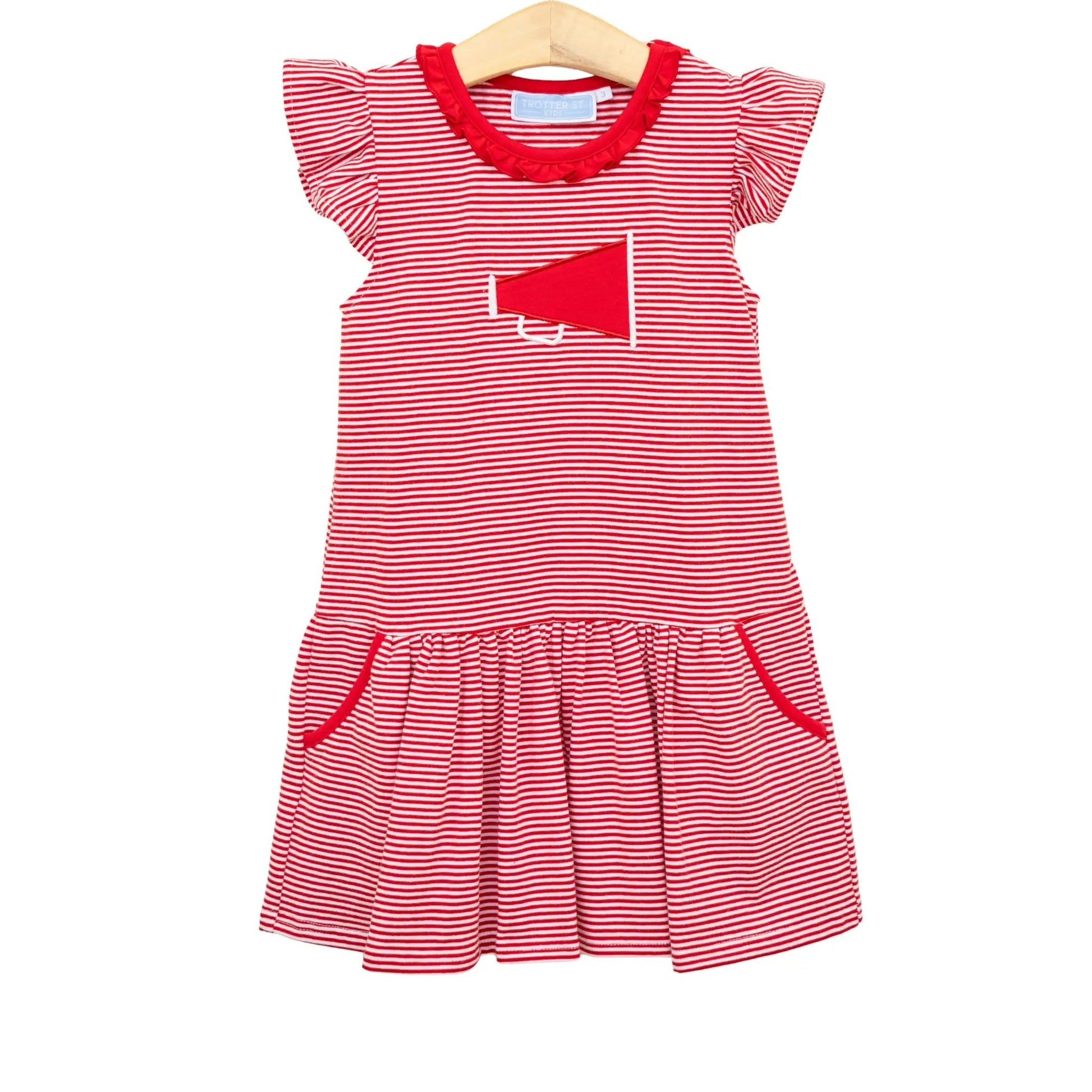 Trotter Street Kids Girls Megaphone Football Game Day Dress - Red