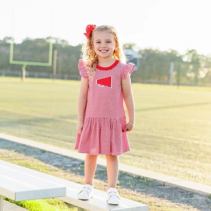 Trotter Street Kids Girls Megaphone Football Game Day Dress - Red