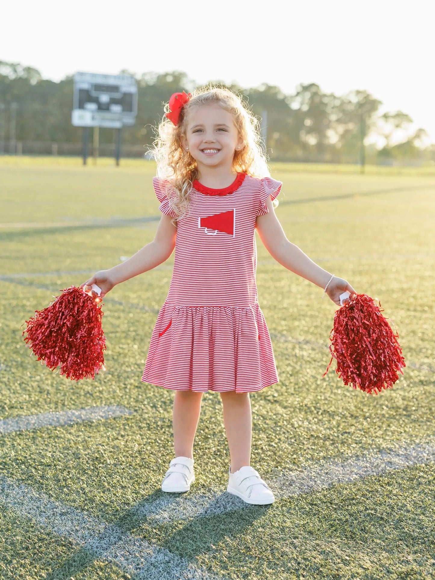 Trotter Street Kids Girls Megaphone Football Game Day Dress - Red