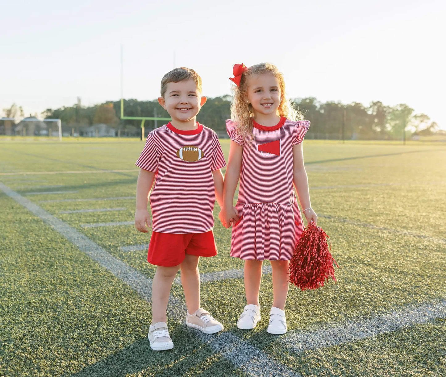 Trotter Street Kids Girls Megaphone Football Game Day Dress - Red