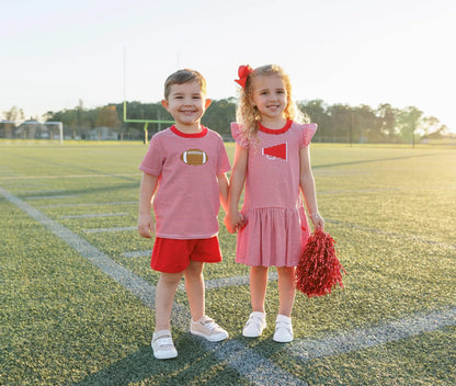 Trotter Street Kids Girls Megaphone Football Game Day Dress - Red