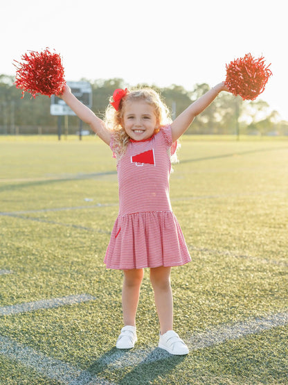 Trotter Street Kids Girls Megaphone Football Game Day Dress - Red