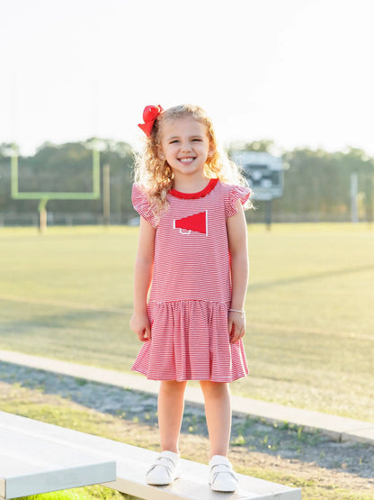 Trotter Street Kids Girls Megaphone Football Game Day Dress - Red